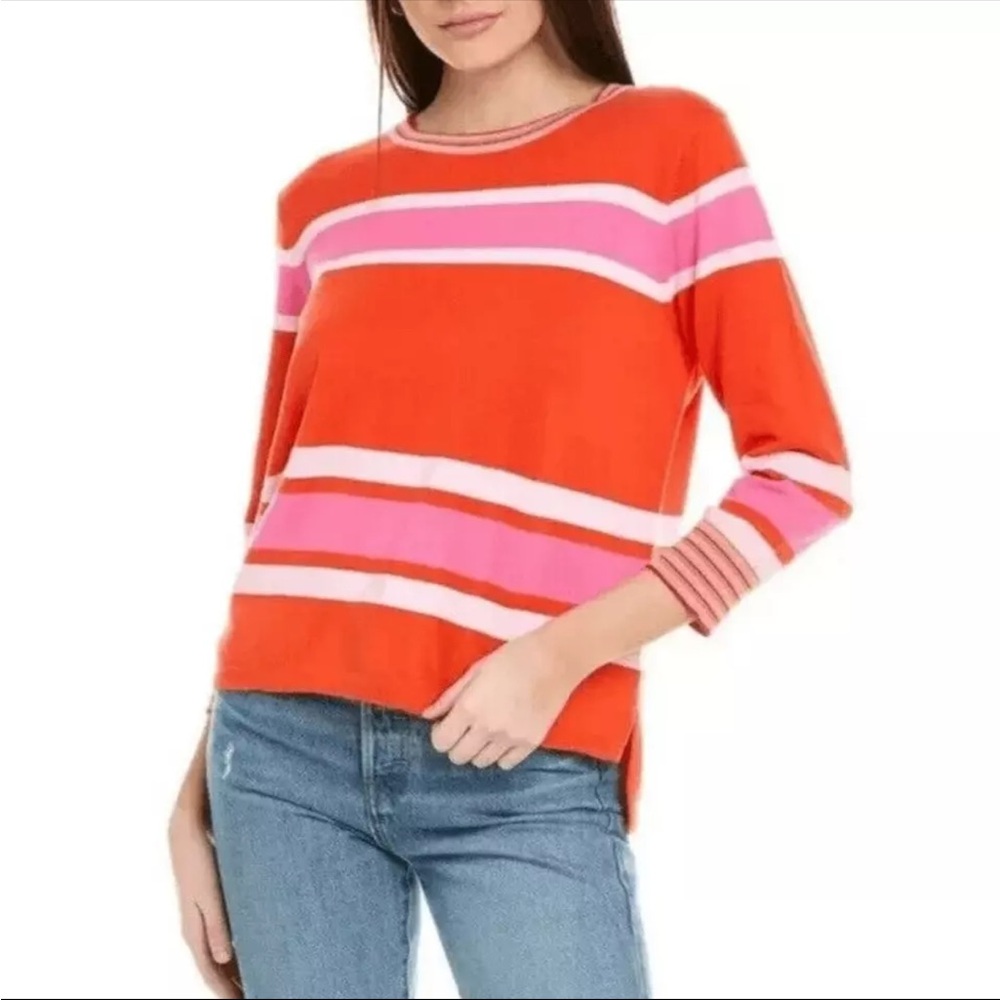 Cabi Cadet Pullover #6168 red pink white stripe Size Small